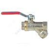 Кран-фильтр шаровой латунь никель 1014 Euro Ду 20 Ру30 ВР полнопроходной рычаг красный Aquasfera 1014-02 . — 2