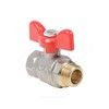 Кран шаровой латунь никель Эксперт Ду 25 Ру40 ВР/НР полнопроходной бабочка красная Dist Н123Б, миниатюра — 4