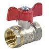 Кран шаровой латунь никель 11Б27фт1М OPTIMA Ду 20 Ру25 ВР полнопроходной бабочка красная VALFEX VF.217.NLB1.034, миниатюра — 0