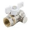 Кран шаровой латунь никель 1133 Standard Ду 15 Ру40 ВР бабочка белая с воздухоотводчиком Aquasfera 1133-01 . — 1