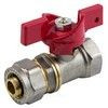 Кран шаровой латунь никель 1016 Euro Дн 20х1/2" Ру16 ВР/обжим бабочка красная Aquasfera 1016-02 . — 3