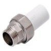 Муфта трубная PP-R комбинированная разъемная белая Дн 25х3/4" Ру25 наруж пайка/НР RTP (РосТурПласт) 14288
